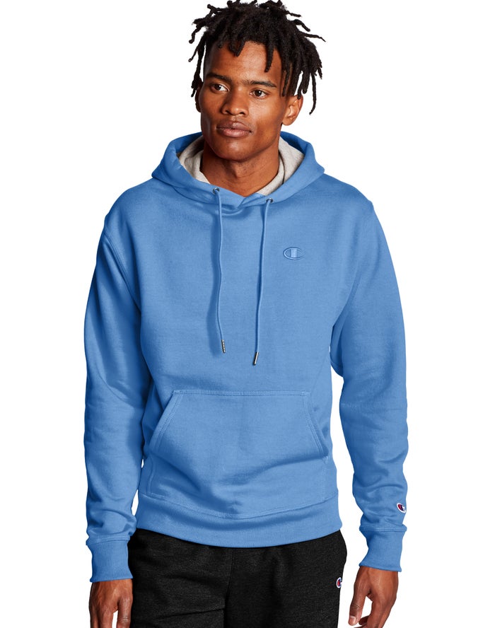 Champion Powerblend Fleece C Logo Hoodie Heren - Blauw - Belgie 4126RAPLT